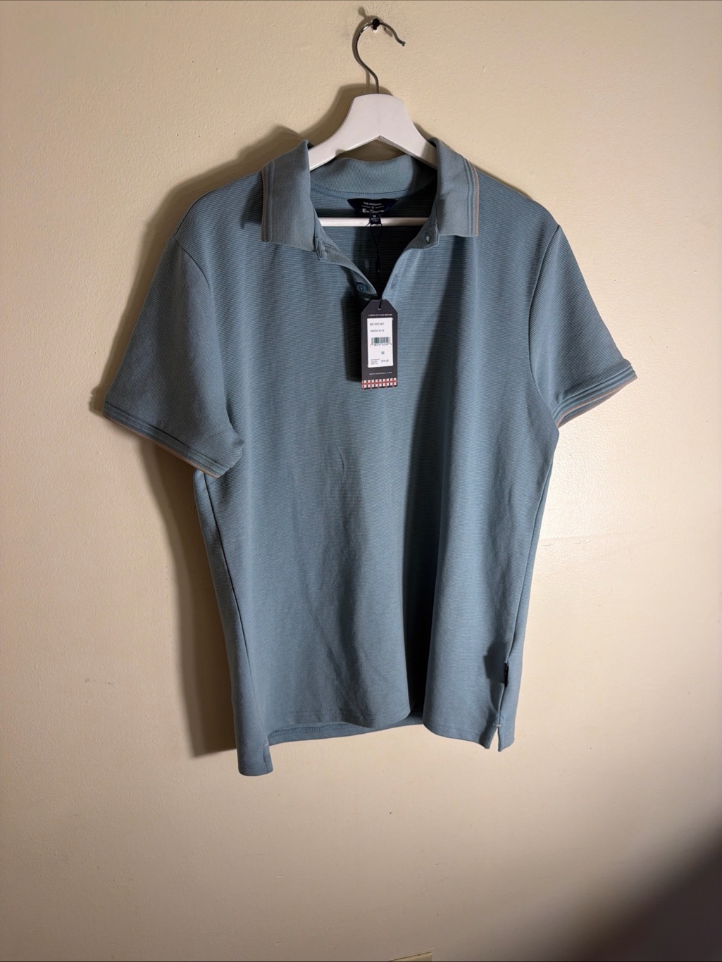 Ben Sherman Short Sleeve Polo Shirt Smoke Blue Men's M Performance Golf Sz Nwt